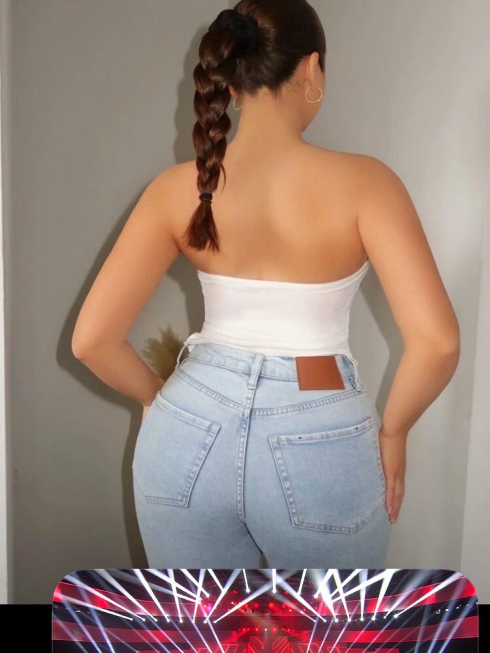 Strapless White Ruched Tie-Front Top - Picture 2 of 3
